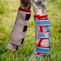 Horseware - Guêtres anti-mouches Flyboot beige/ cerise/ pêche/ bleu x4