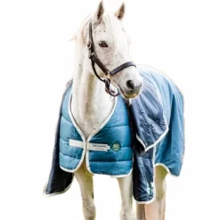 Horseware - Sous-couverture Ecolin bleu canard/ gris 300g