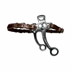 Jump'In - Hackamore en cuir branches courtes et plates poney havane