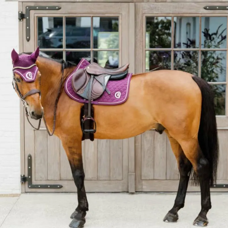 Kentucky Horsewear - Bonnet pour chevaux anti-bruits Wellington 3D Logo Rope violet