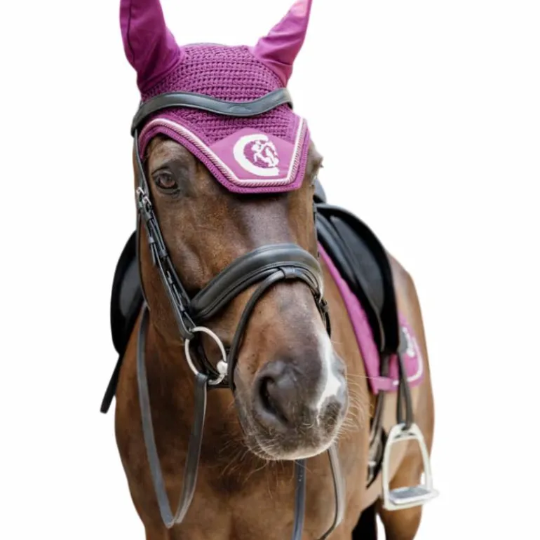 Kentucky Horsewear - Bonnet pour chevaux anti-bruits Wellington 3D Logo Rope violet