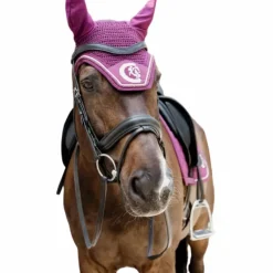 Kentucky Horsewear - Bonnet anti-mouches Wellington 3D Logo corde mauve