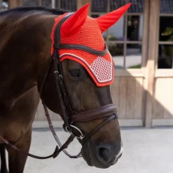 Kentucky Horsewear - Bonnet pour chevaux Wellington Velvet Printing check rouge