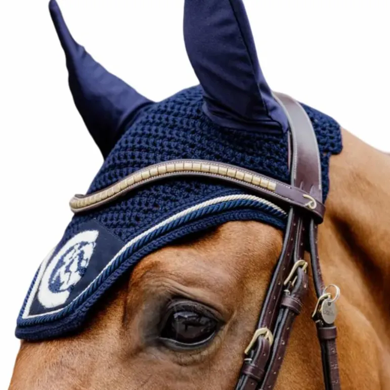 Kentucky Horsewear - Bonnet anti-mouches Wellington 3D Logo corde marine