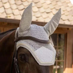 Kentucky Horsewear - Bonnet pour chevaux Wellington Velvet Printing pied de poule gris/ blanc