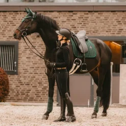 Kentucky Horsewear - Bonnet Wellington Velvet pearls vert sapin