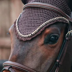 Kentucky Horsewear - Bonnet Long stone & Pearl anti-bruits marron