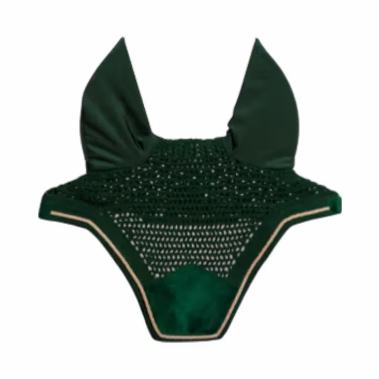 Kentucky Horsewear - Bonnet pour chevaux anti-bruits Wellington Velvet vert foncé