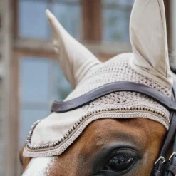 Kentucky Horsewear - Bonnet Wellington Velvet pearls beige