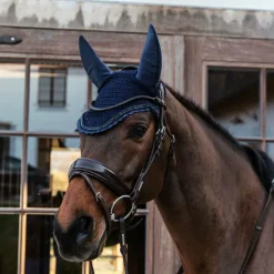 Kentucky Horsewear - Bonnet anti-bruit Wellington Stone & Pearl marine