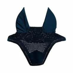 Kentucky Horsewear - Bonnet pour chevaux anti-bruits Wellington Velvet Pearls marine