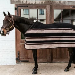 Kentucky Horsewear - Chemise séchante Fleece Heavy stripes marron/ beige