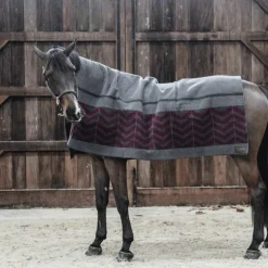 Kentucky Horsewear - Couverture séchante carré heavy fishbone gris/ bordeaux 0g