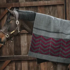 Kentucky Horsewear - Couverture séchante carré heavy fishbone gris/ bordeaux 0g