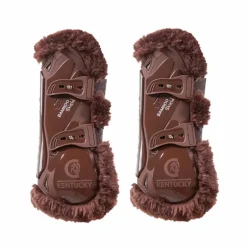 Kentucky Horsewear - Guêtres ouvertes mouton marron vegan Bamboo Elastique marron x2