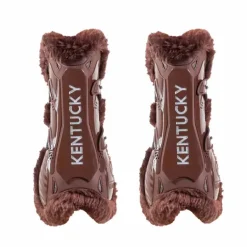 Kentucky Horsewear - Guêtres ouvertes mouton marron vegan Bamboo Elastique marron x2