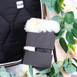 Kentucky Horsewear - Guêtres cheval Turnout Air mouton synthétique marron x2