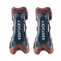 Kentucky Horsewear - Guêtres ouvertes mouton marron vegan Bamboo Elastique noir x2