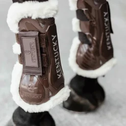 Kentucky Horsewear - Guêtres ouvertes velcro mouton vegan marron x2