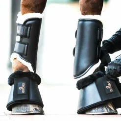 Kentucky Horsewear - Guêtres cheval Turn Out cuir antérieurs noir x2