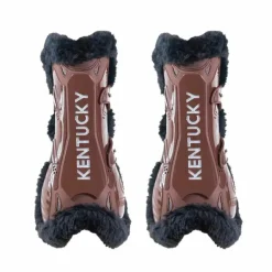 Kentucky Horsewear - Guêtres ouvertes mouton noir vegan Bamboo Elastique marron x2