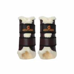 Kentucky Horsewear - Guêtres cheval Turn Out cuir antérieurs marron x2
