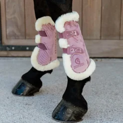 Kentucky Horsewear - Guêtres ouvertes mouton vegan Bamboo Elastic Velvet vieux rose x2