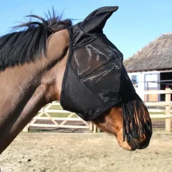 Kentucky Horsewear - Masque anti-mouches Classic avec oreilles et franges noir