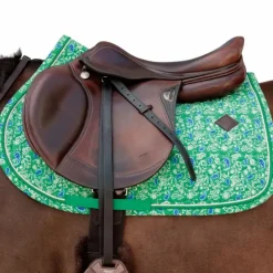 Kentucky Horsewear - Tapis de selle Velvet Printing paisley garden vert/ marine