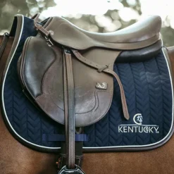 Kentucky Horsewear - Tapis de selle Fishbone marine cuir