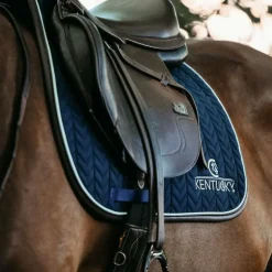 Kentucky Horsewear - Tapis de selle Fishbone marine cuir