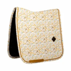 Kentucky Horsewear - Tapis de dressage Velvet Printing spring leaves whispers marron/ blanc