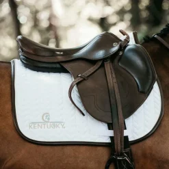 Kentucky Horsewear - Tapis de selle Fishbone blanc cuir