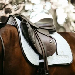 Kentucky Horsewear - Tapis de selle Fishbone blanc cuir