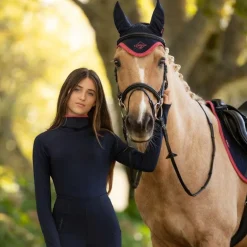 LeMieux - Bonnet pour chevaux anti-mouches Classic marine/ cranberry