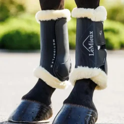 LeMieux - Guêtres de dressage Motionflex avec fourrure noir/ naturel