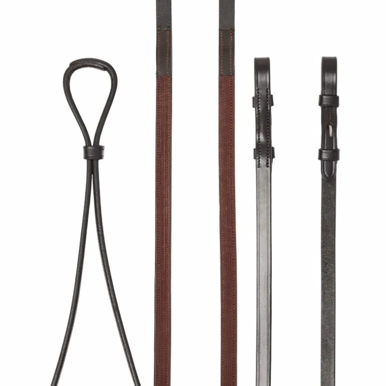 LeMieux - Rênes doublées Hunter havane/ argent