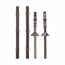 LeMieux - Rênes en caoutchouc souple avec arrêtoirs havane/ argent