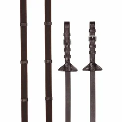 LeMieux - Rênes en caoutchouc grip Continental havane/ argent