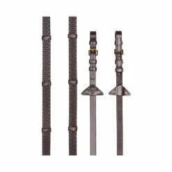 LeMieux - Rênes en caoutchouc souple avec arrêtoirs havane/ laiton