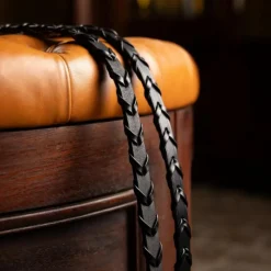 LeMieux - Rênes tressées cuir noir/ argent