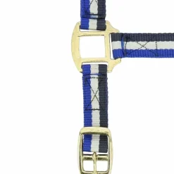 Norton - Licol nylon doublé cuir marine/ blanc/ bleu