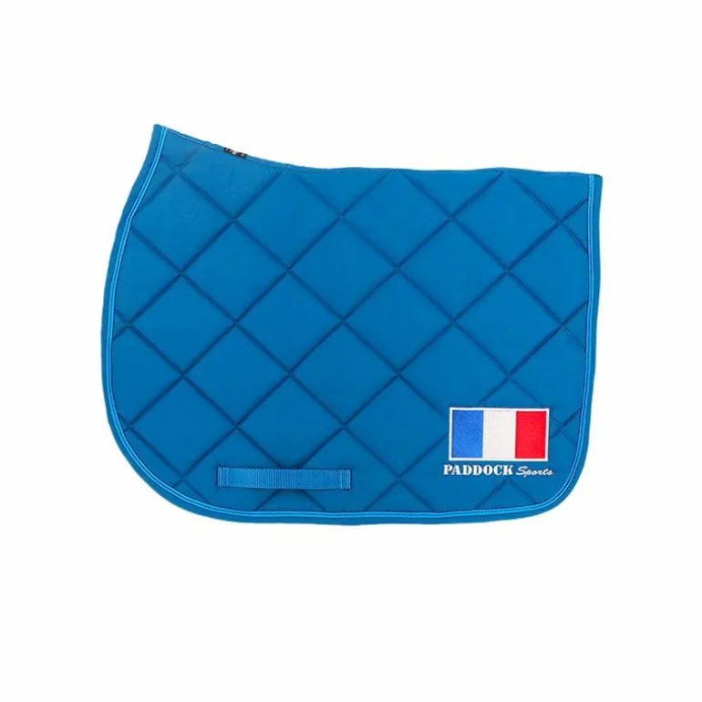 Paddock Sports - Tapis de selle Prems bleu canard logo France