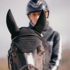 Pénélope - Bonnet pour chevaux anti-bruit Strass noir