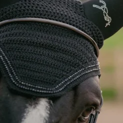Pénélope - Bonnet pour chevaux anti-bruit Strass noir
