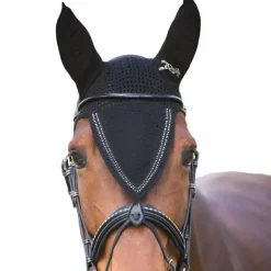 Pénélope - Bonnet pour chevaux long Strass noir