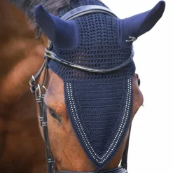 Pénélope - Bonnet pour chevaux long Strass marine