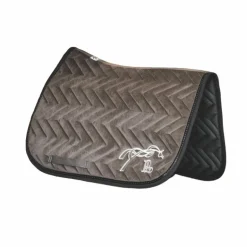 Pénélope - Tapis de selle velours Taupe/ noir