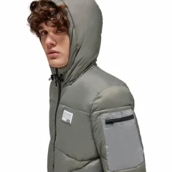 RG Italy - Doudoune manches longues homme Hooded Puffer vert kaki