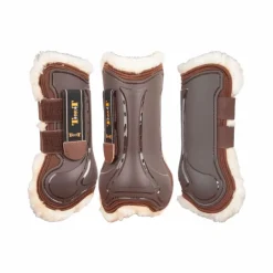 TdeT - Guêtres ouvertes Design avec doublure mouton marron x2